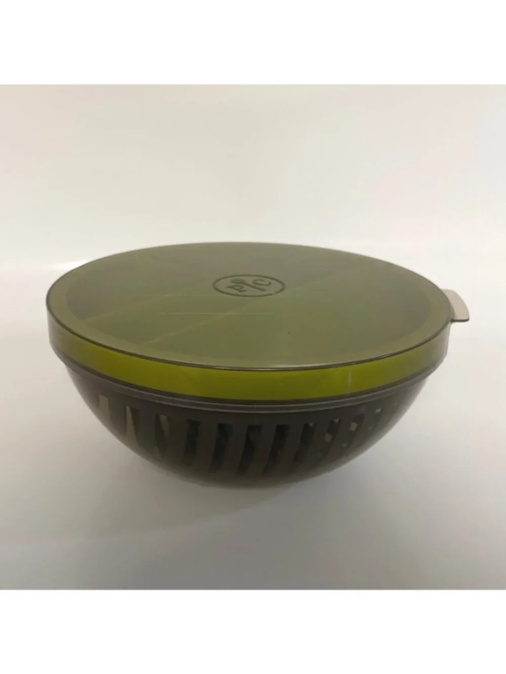 Pampered Chef Salad Cutting Bowl Set 4 Pieces Green Gray Plastic 8-Inch Diameter